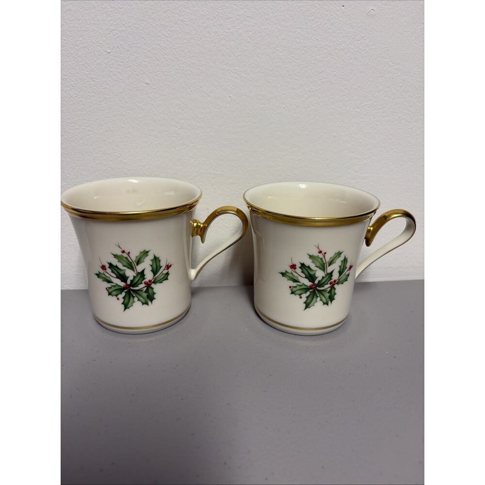 Two Vintage Holiday Dimension China by Lenox Coffee Mug